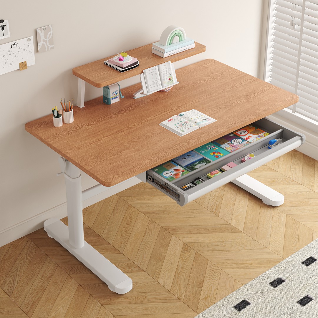 【红橡纹】儿童学习桌泰国进口橡胶木纯实木可升降 