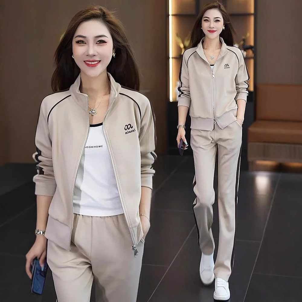 【上衣+裤子】休闲运动服套装女2025年春秋新款时尚修身两件套