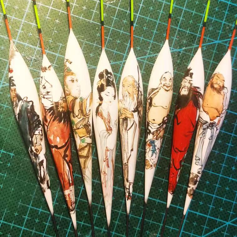 古山彩绘浮漂定制漂盒定制孔雀羽芦苇浮漂定制