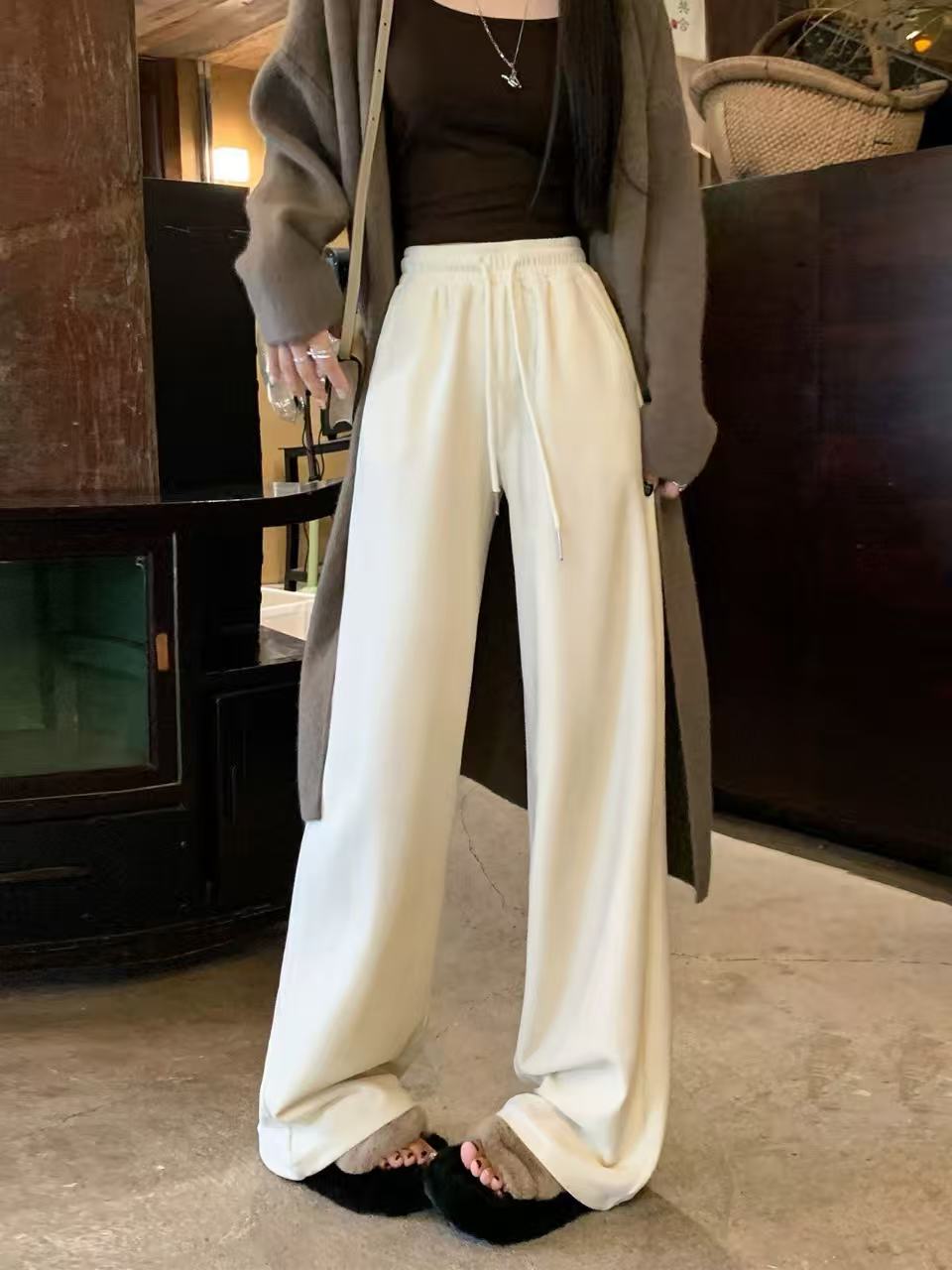 【高个子定制】秋冬季加绒雪尼尔休闲裤直筒裤垂感百搭