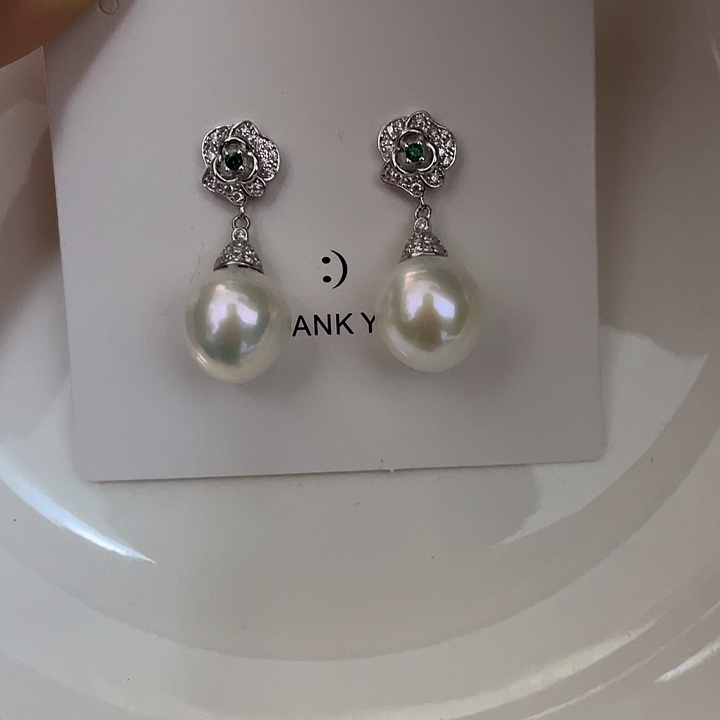 淡水珍珠耳饰银S925镶嵌