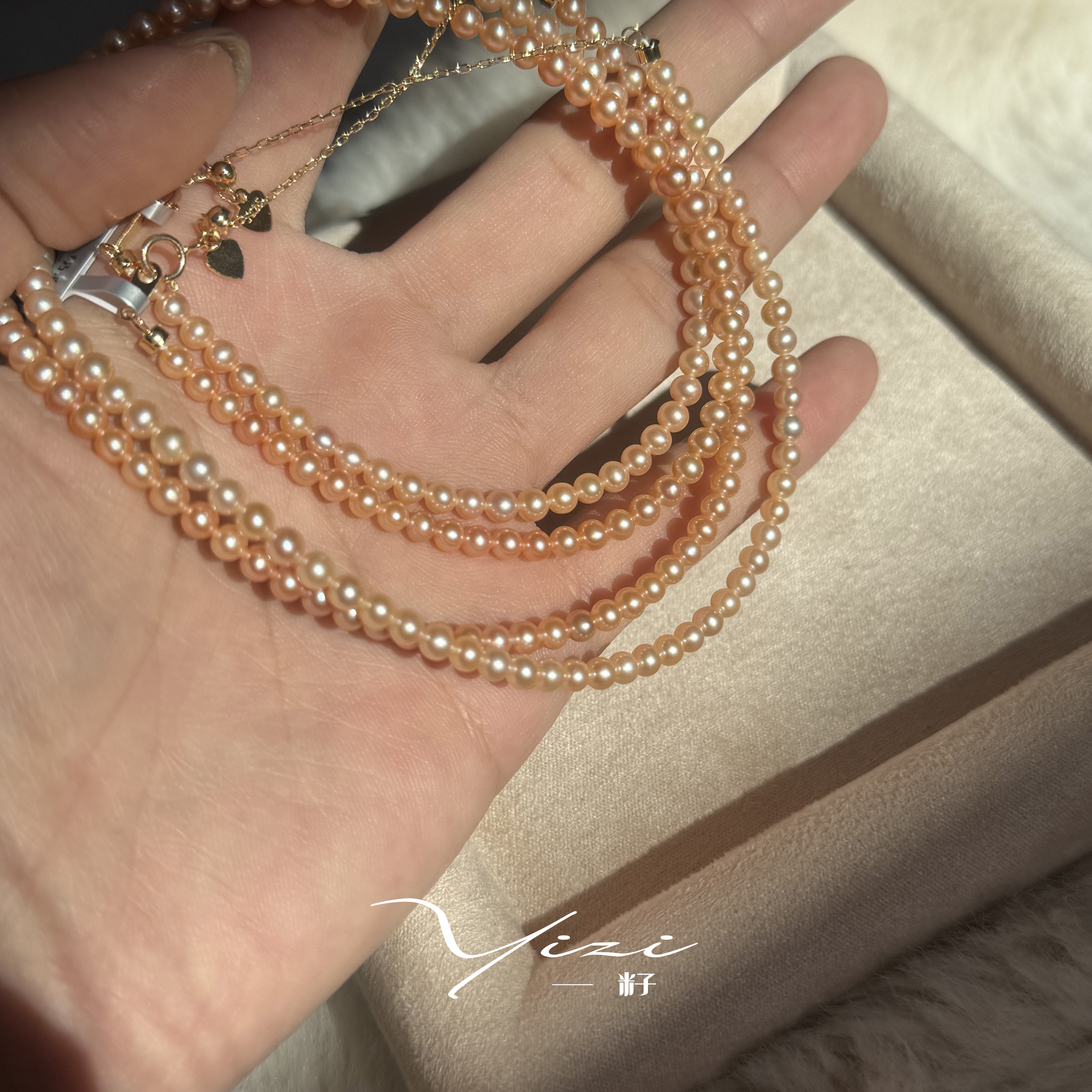 一籽 奶油熔金小米珠项链（品质升级）S9253-4mm淡水珍珠多样性发一