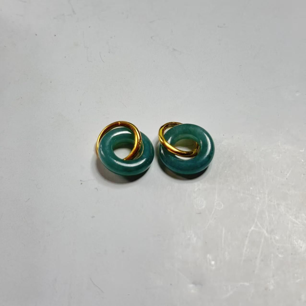 天然翡翠扣子耳饰—多样性发其一（银S925）