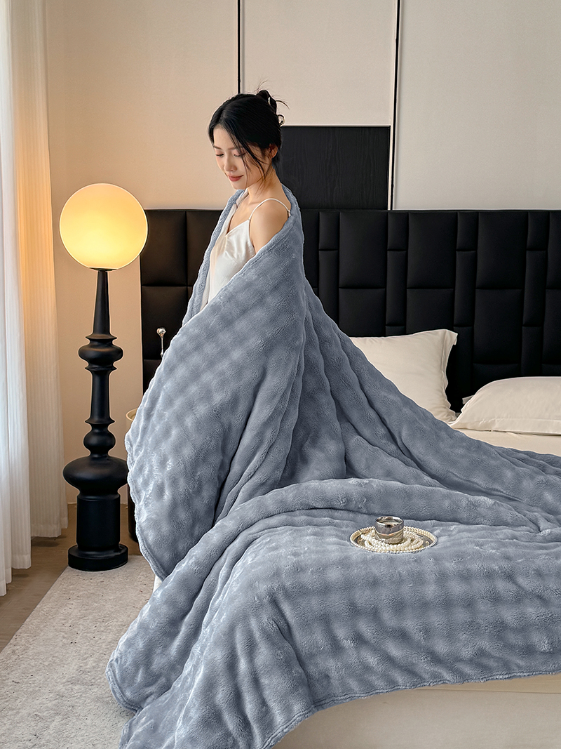 泡泡绒毛毯加绒加厚泡泡毯居家宿舍办公沙发家用休闲毛毯