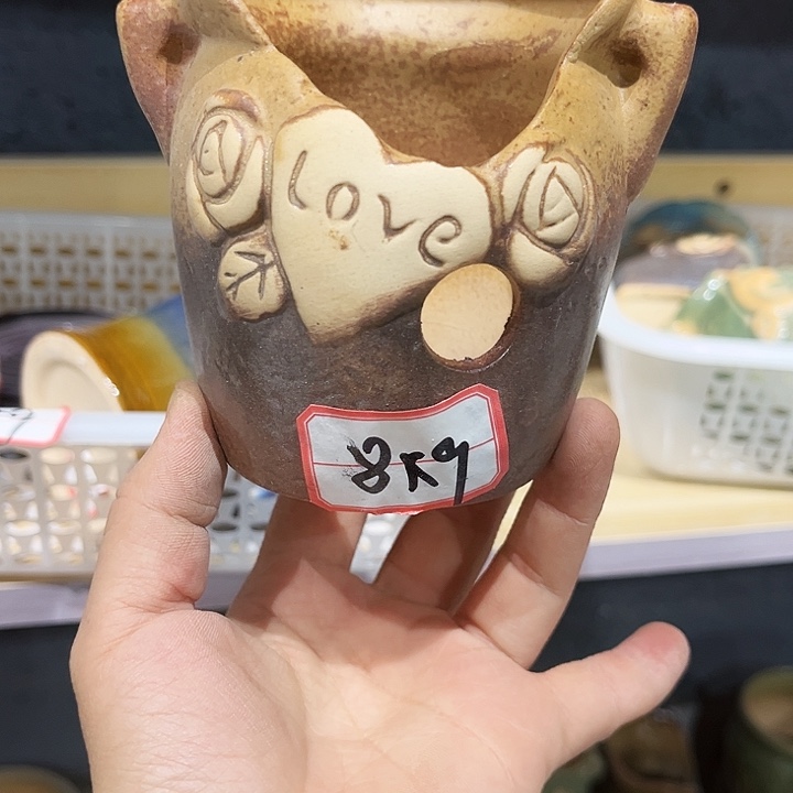 瓷片花盆多肉植物艺术品