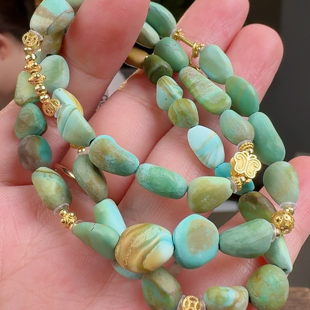 绿松石珠宝奇石18K金镶嵌
