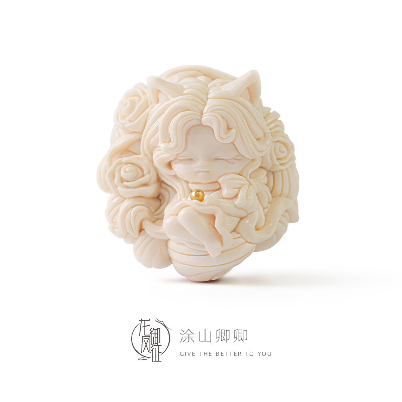 涂山卿卿 | 原创猛犸精雕治愈系灵动涂山小狐狸甜美风吊坠手串