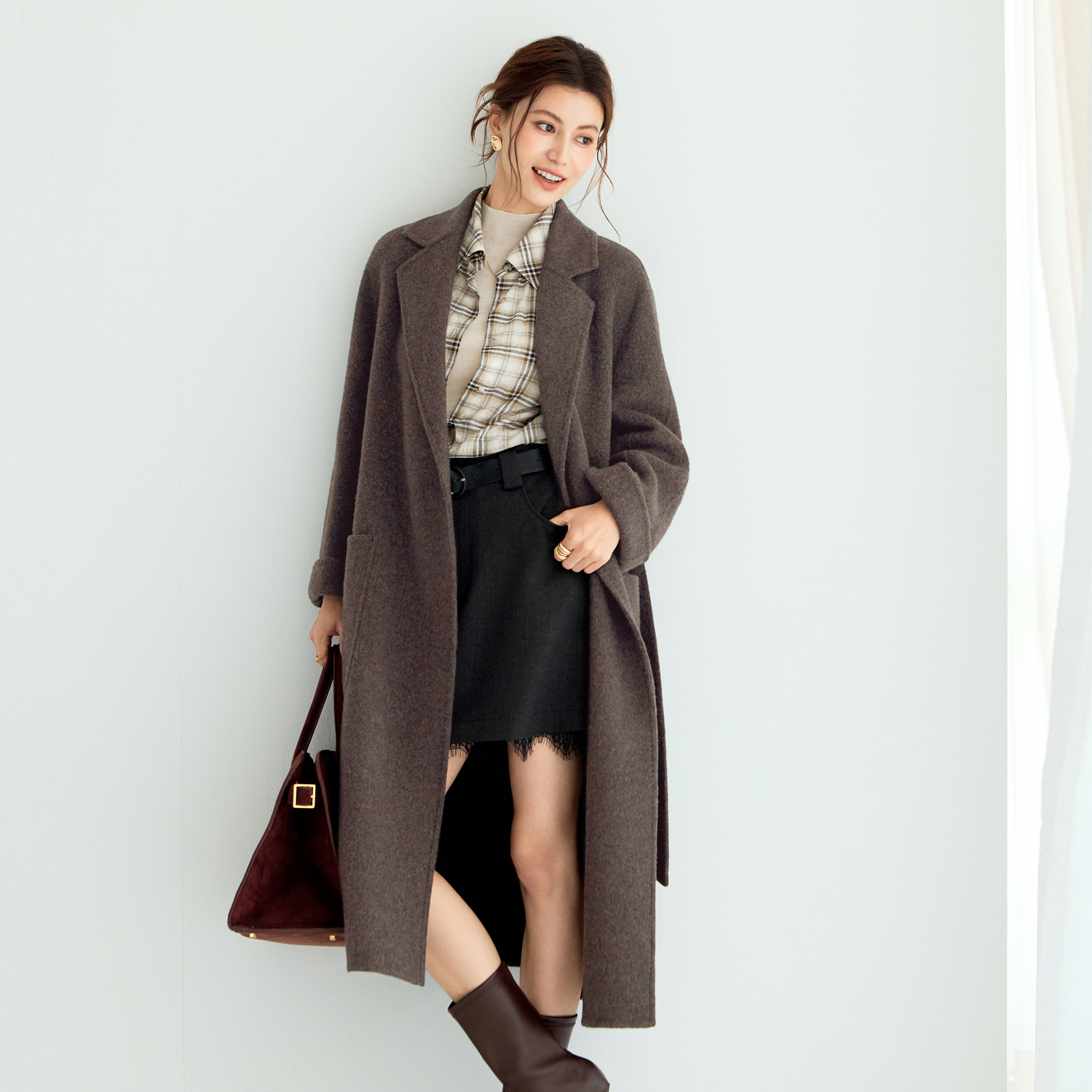 蒋欣代言伊芙丽高质感羊绒毛呢大衣25冬季新款1G9970212W