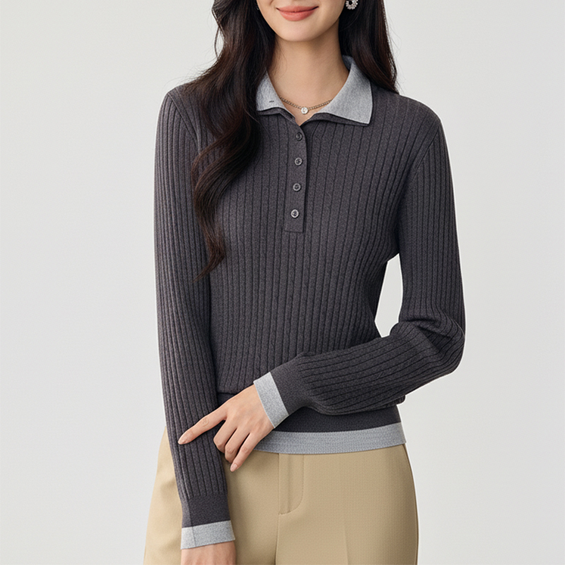 Grace&Glam MIU系风羊毛复古绞花假两件针织衫 法式时尚百搭保暖