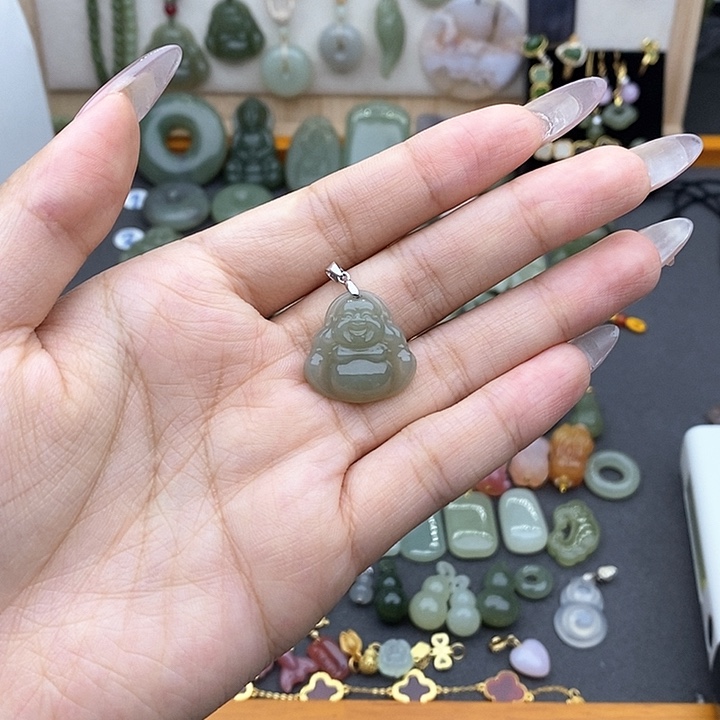 和田玉吊坠(不含链)银S925镶嵌