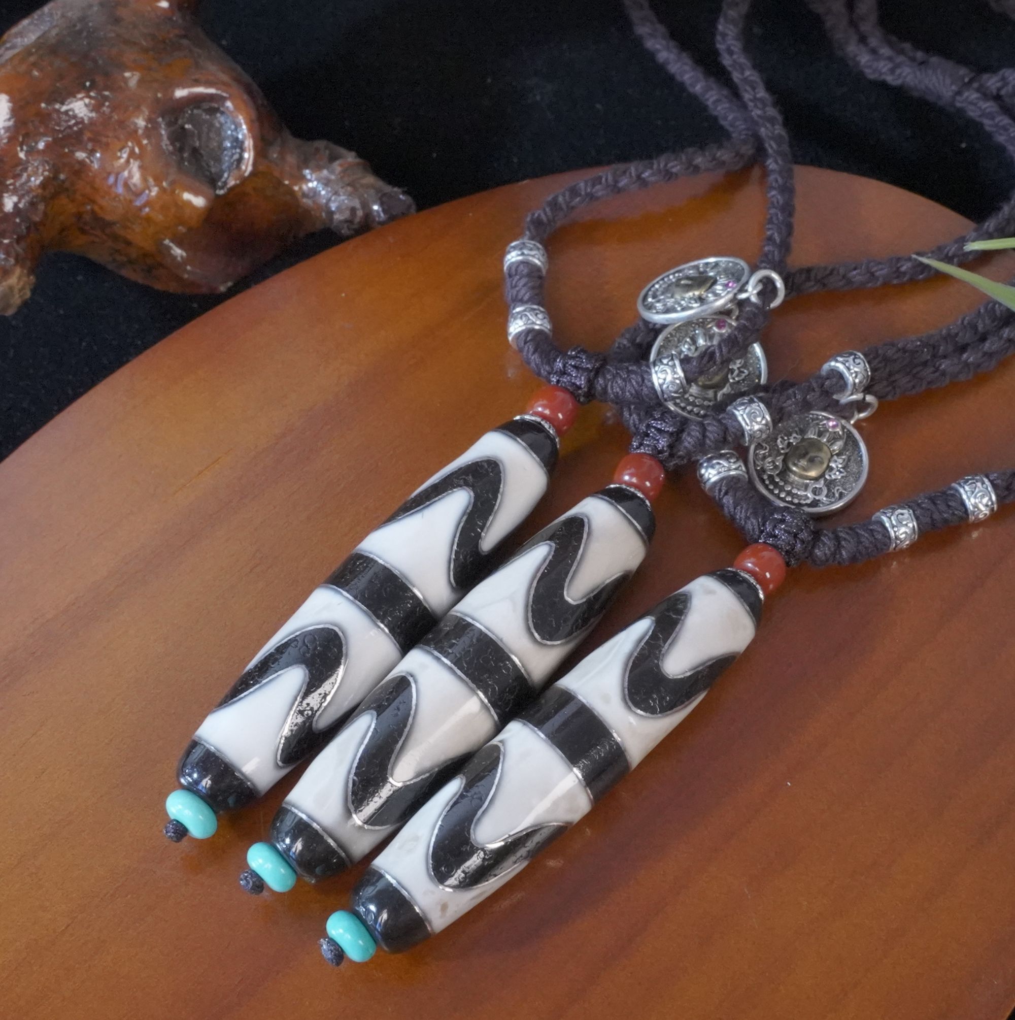 【老佛爷】0071-虎牙天珠玛瑙锁骨链-多样性随机发