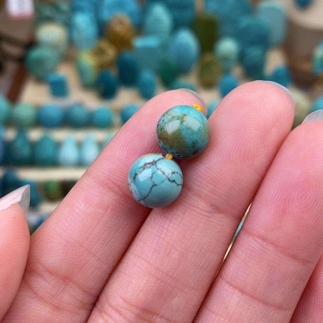 绿松石珠宝奇石未镶嵌9mm