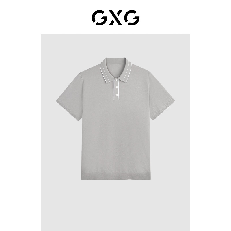 【礼遇】GXG男装 简约条纹撞色Polo衫时尚百搭夏#G24X242052