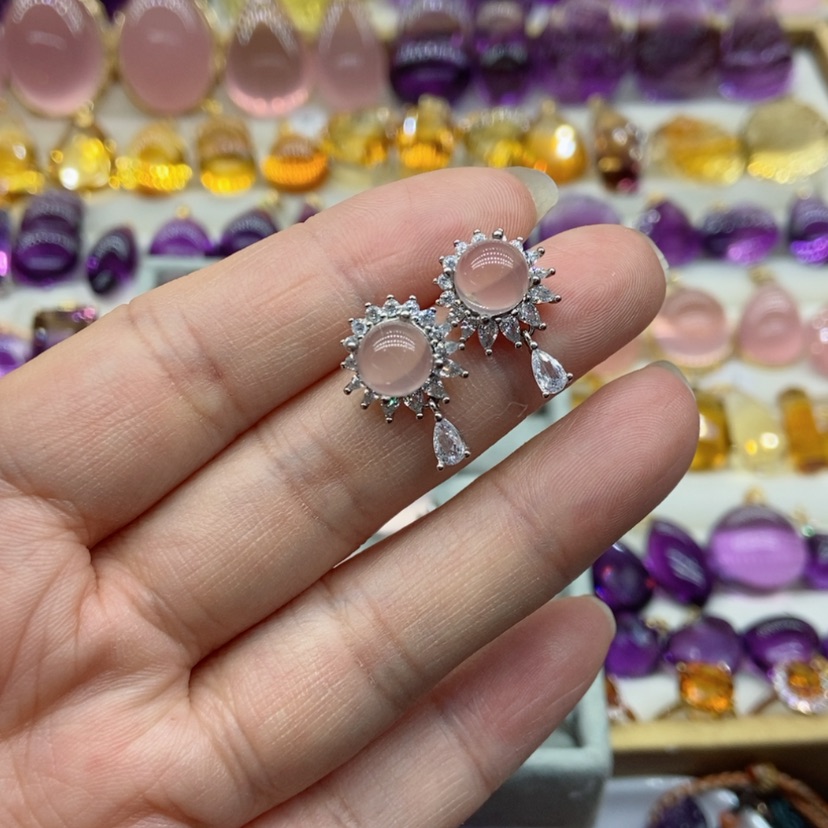 【闪购商品】水晶水晶耳钉银S925镶嵌