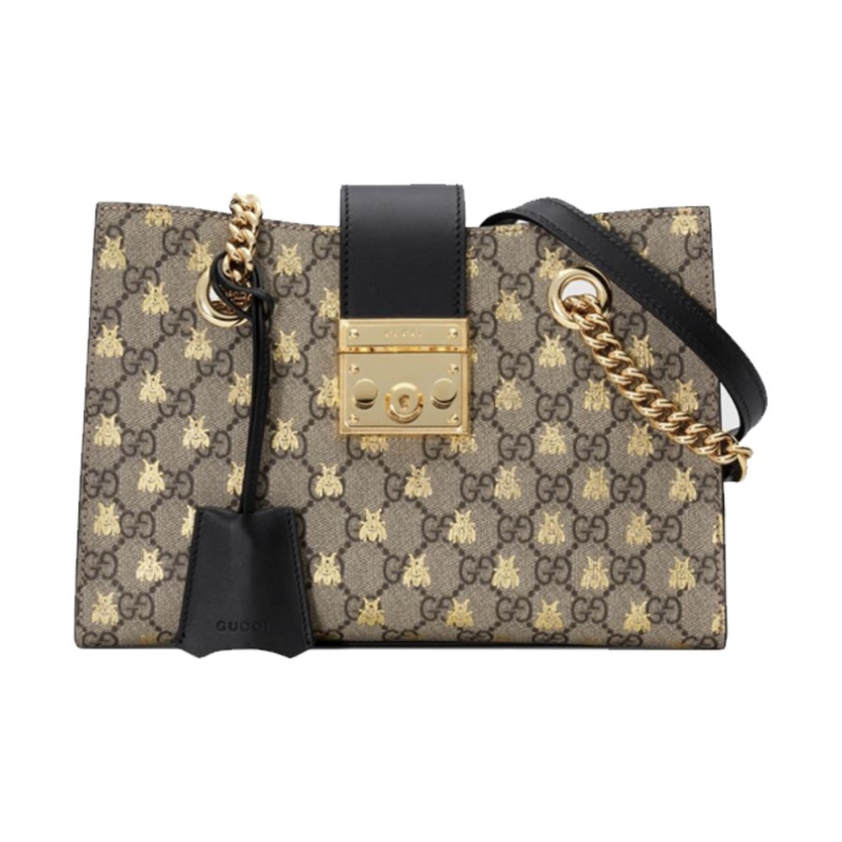 95新 GUCCI/古驰 【诗诗】padlock链条包小号蜜蜂烫金款/BG22000164