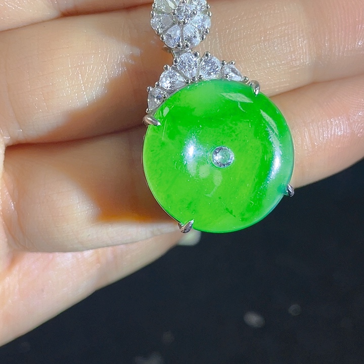 翡翠银S925镶嵌吊坠(不含链)