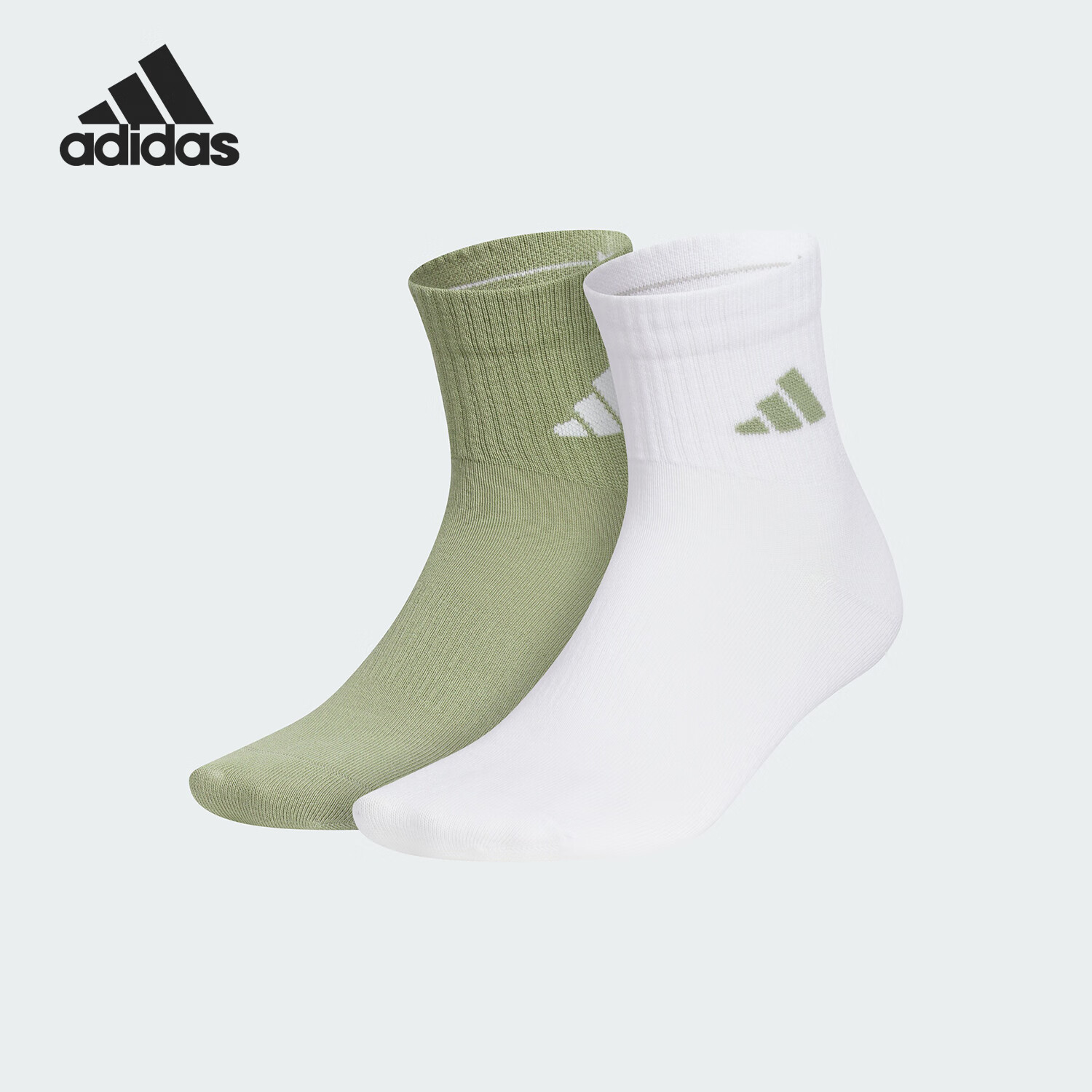 阿迪达斯袜子男袜女袜户外运动袜透气休闲袜中筒袜两双装JN4870