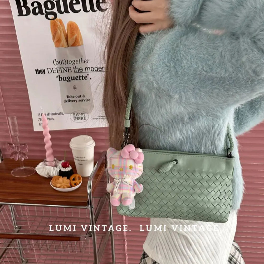 95新 BOTTEGA VENETA/葆蝶家 湖蓝色编织腋下包30514574