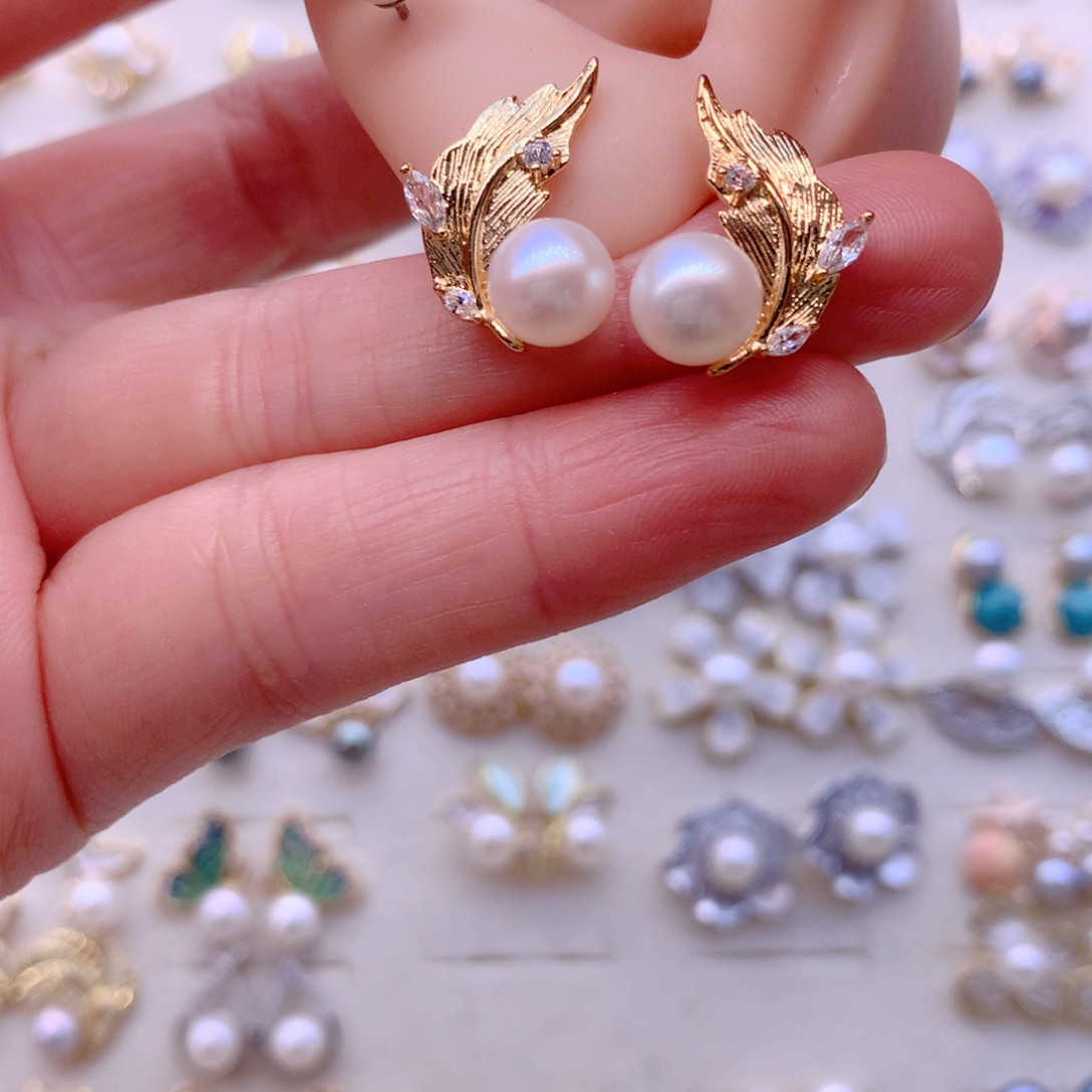 合金淡水珍珠耳饰