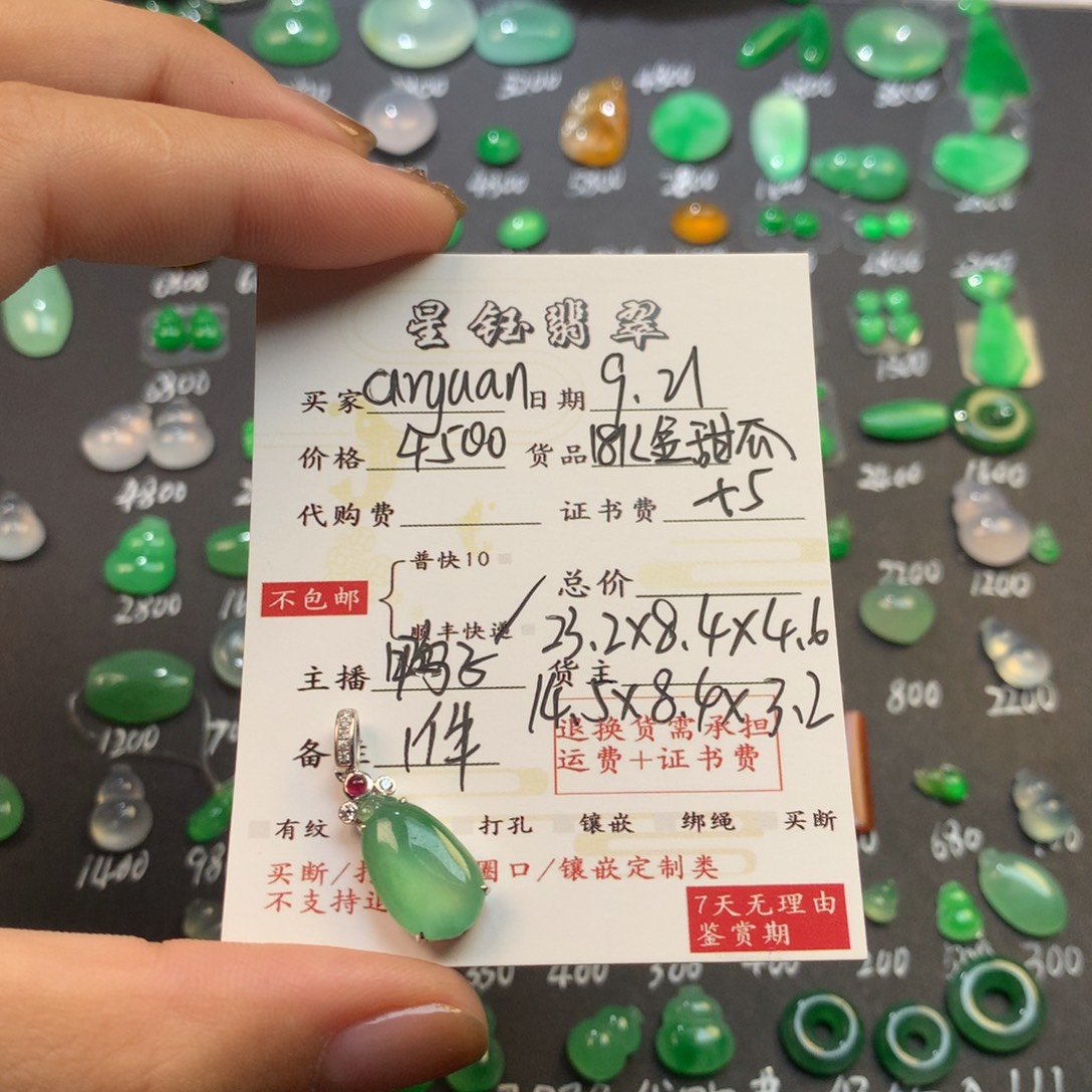 a***n颈饰18K金镶嵌翡翠甜瓜
