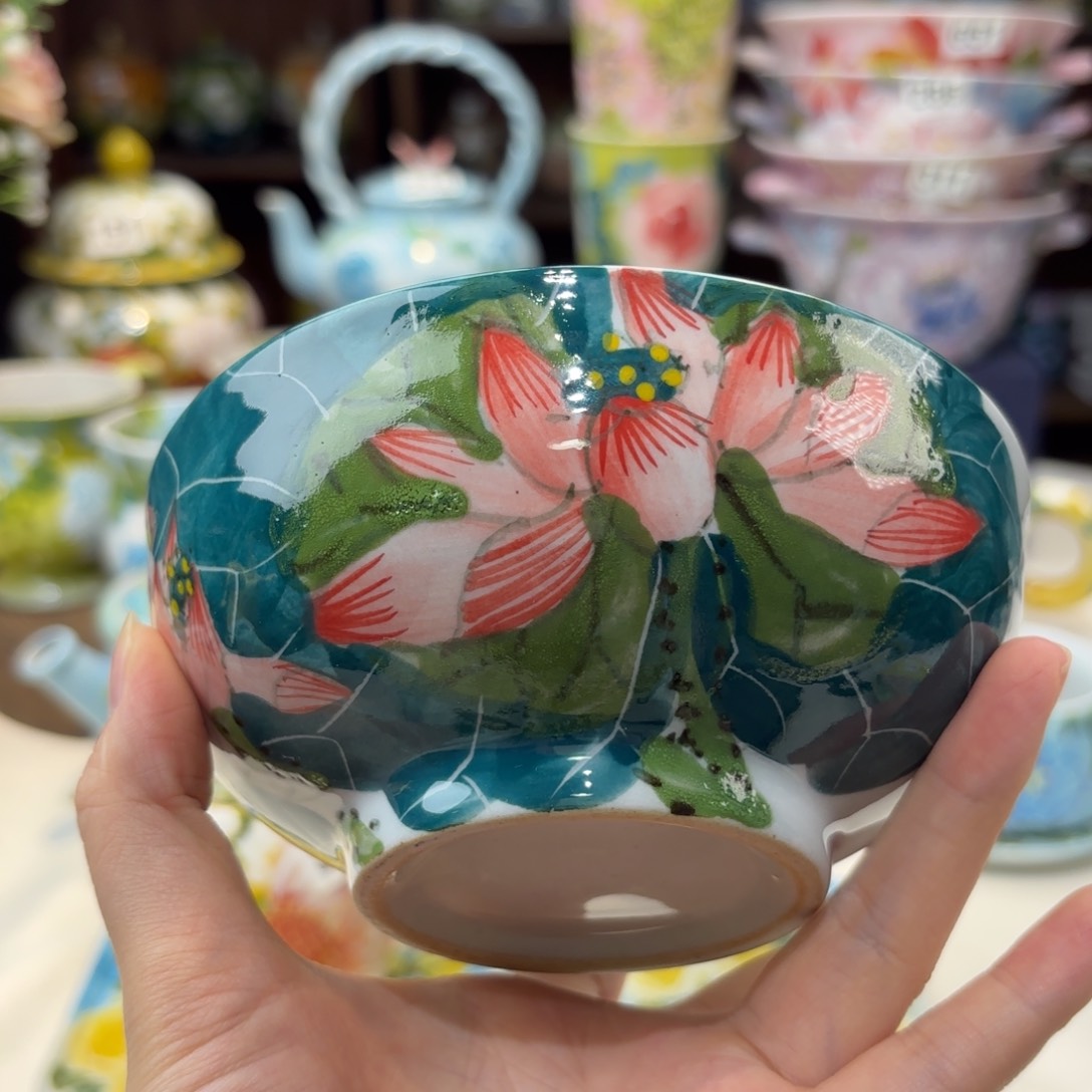 瓷片景德镇手绘高温釉下彩陶瓷茶具