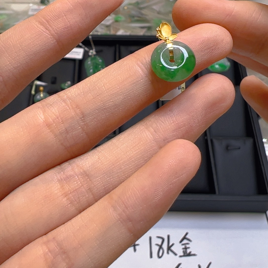 翡翠18K金镶嵌吊坠(不含链)