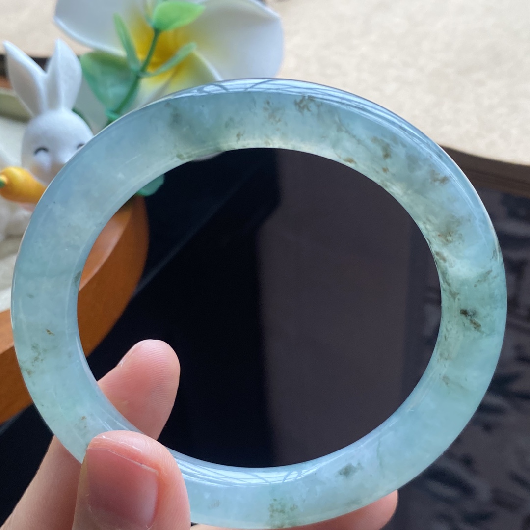 03.09批1650号54.7-9.4 深邃飘花镯！冰飘花！天然翡翠手镯