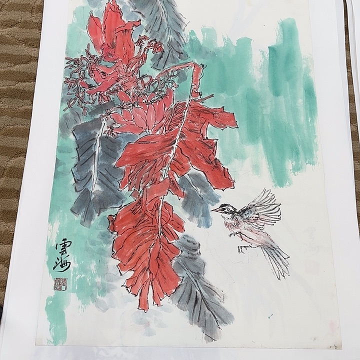 国画花鸟的翅膀和羽毛70.45