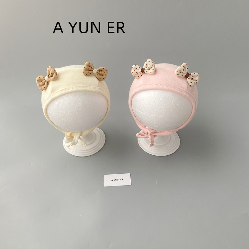 婴儿帽子春秋季女宝宝护囟门帽洋气公主风胎帽婴幼儿护耳帽包头帽