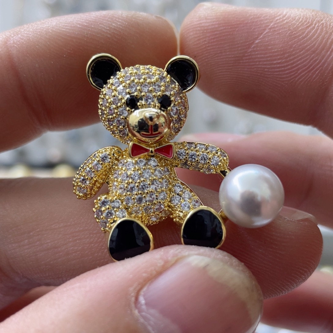 海水珍珠胸针合金