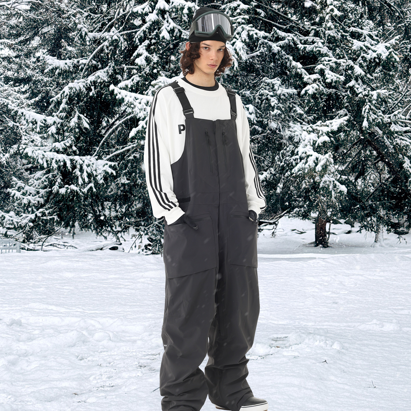 POMTM7pro背带裤东丽Dermizax雪裤女款男士单板双板3L防水雪地裤