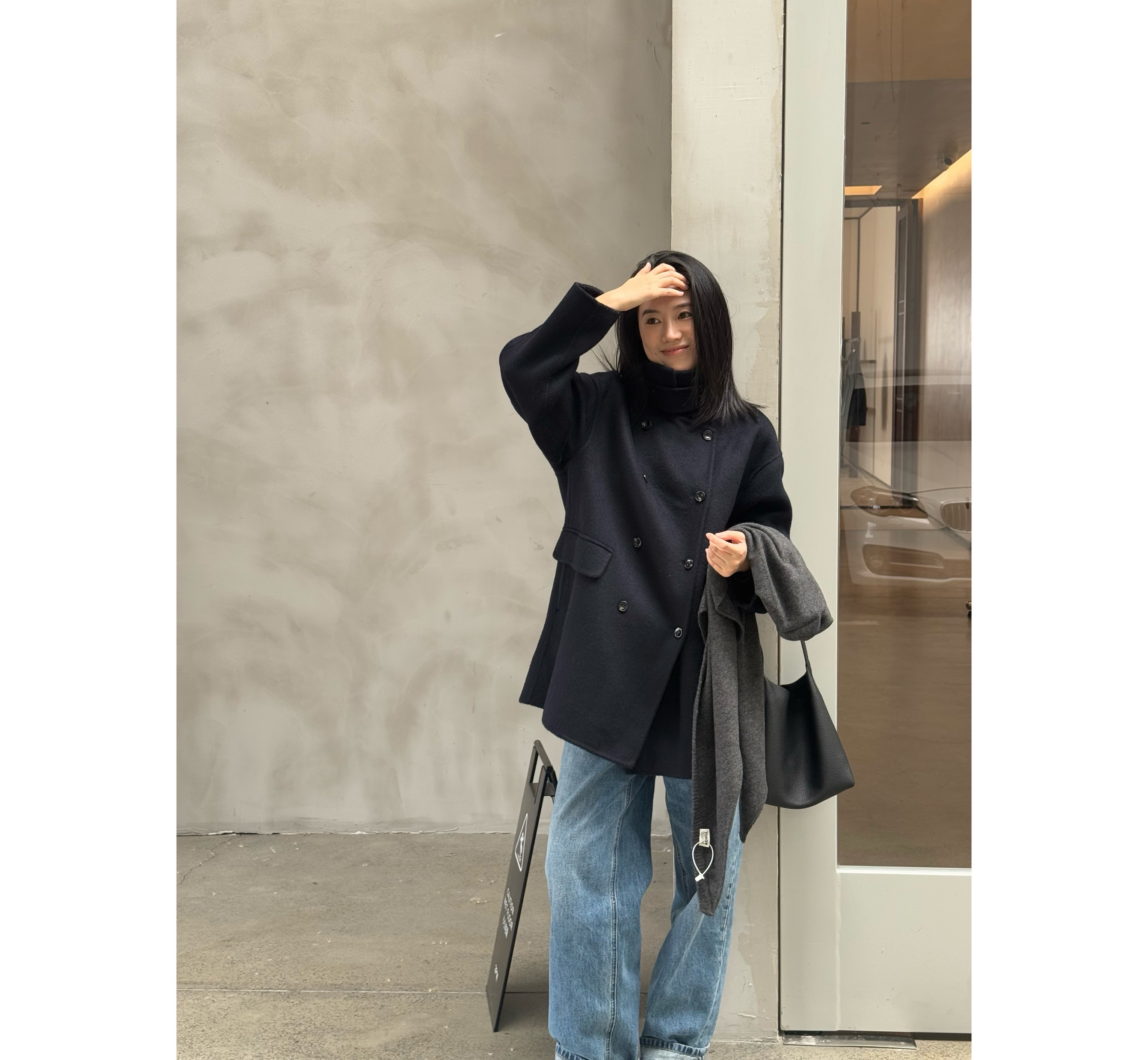 WMNS「排扣西装羊毛大衣」休闲韩系西装排扣休闲羊毛大衣