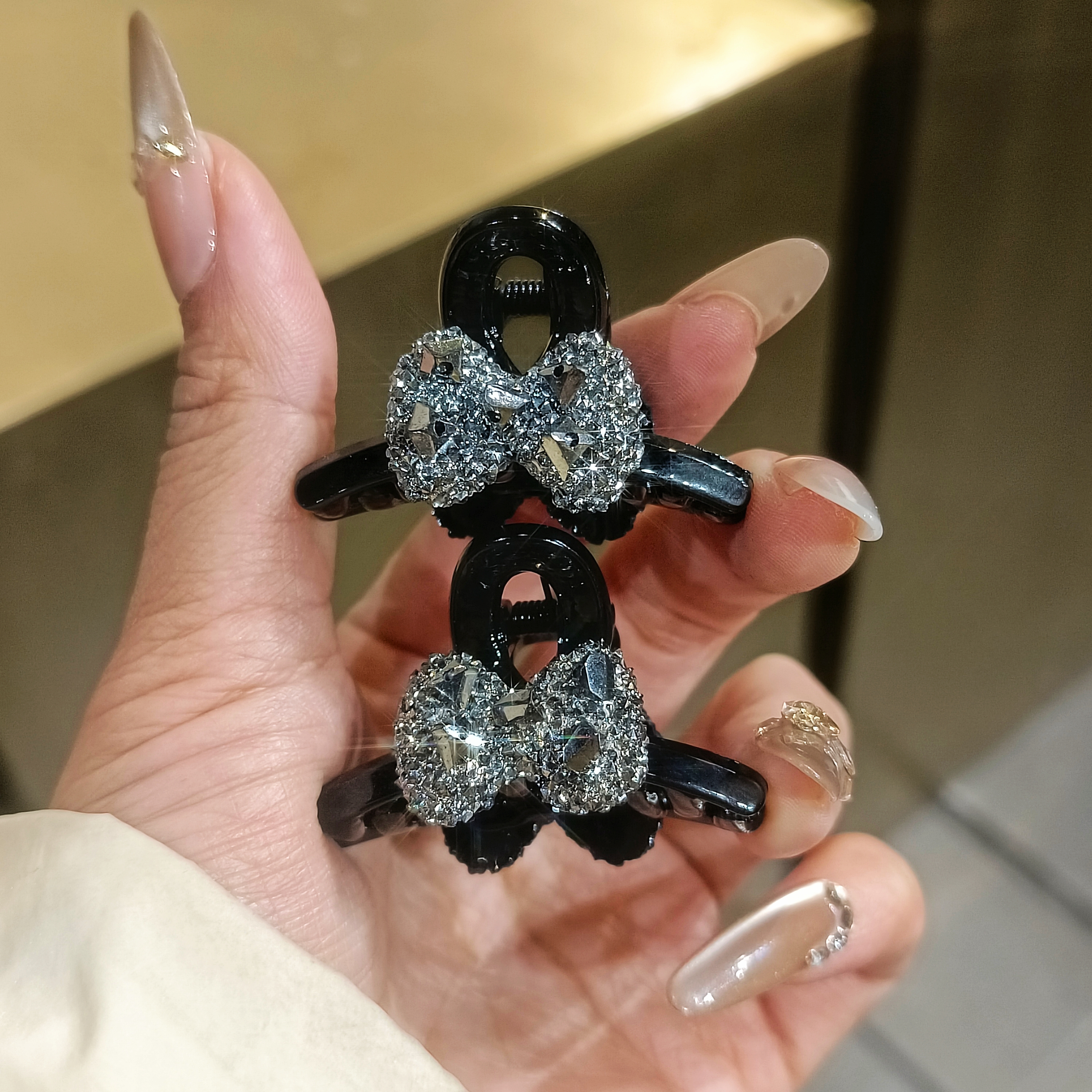 A1160(一对装）新款水钻半扎刘海夹时尚百搭4.5CM