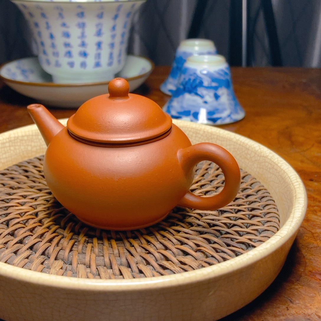 卯***信紫砂一厂厂壶红泥水平壶三杯65cc