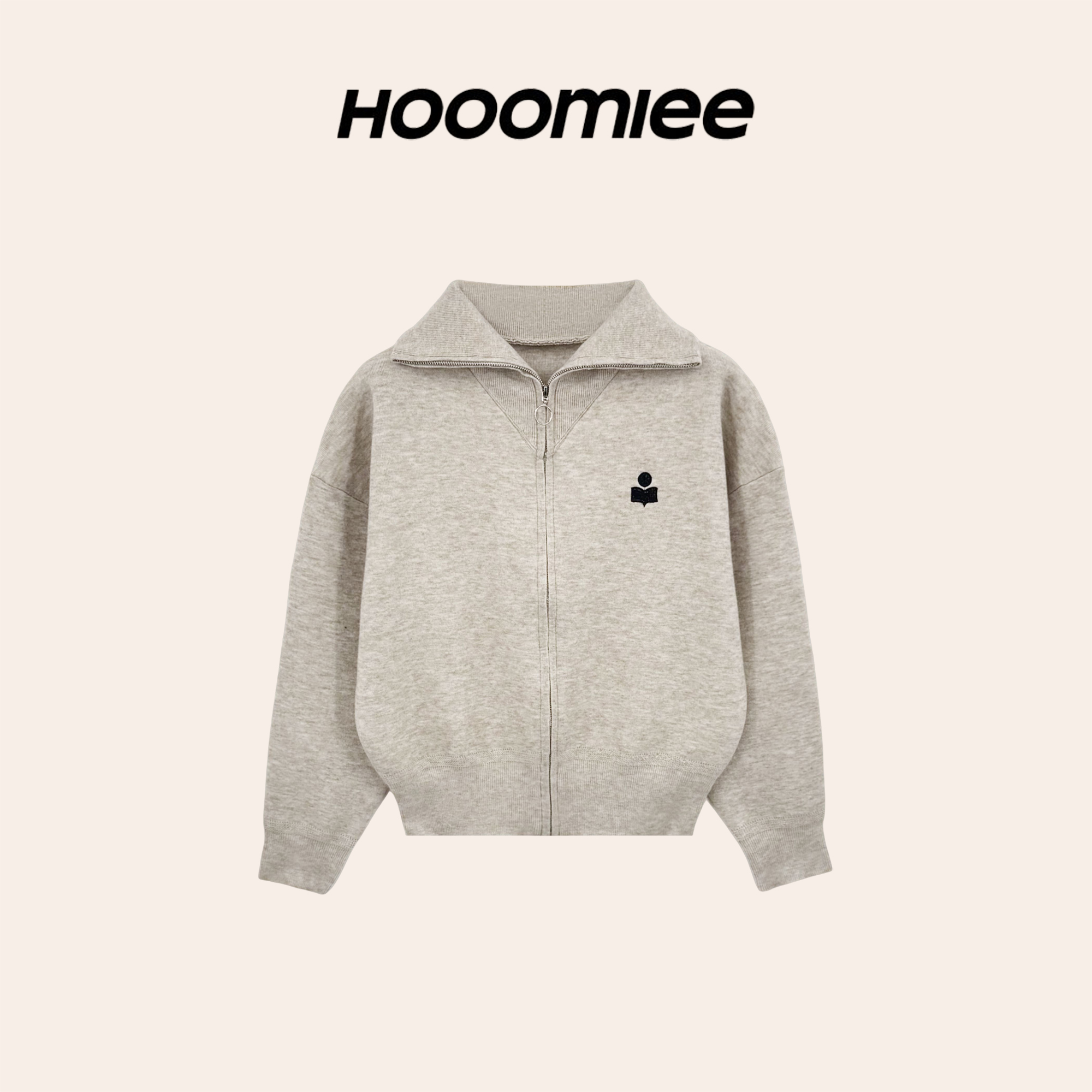 Hooomiee经典徽标印花针织拉链开衫外套HSZ25026