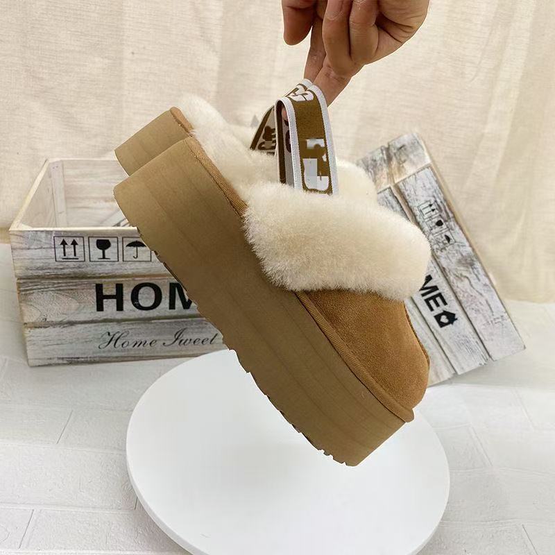 【5公分弹力带星拖】冬季舒适简约厚底时尚舒适简约毛拖包头拖鞋