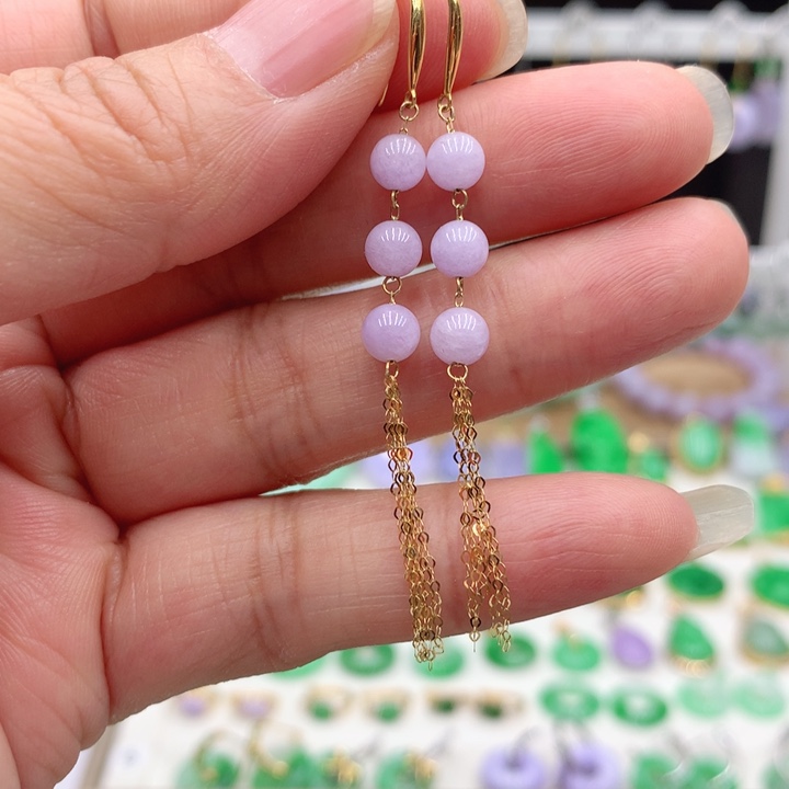 翡翠18K金镶嵌耳饰