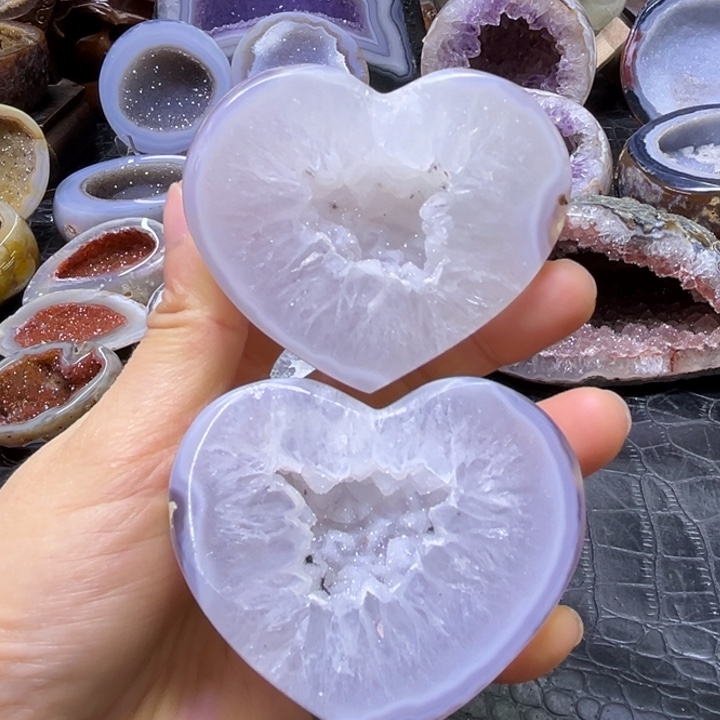 珠宝半成品水晶未镶嵌白软爱心盆