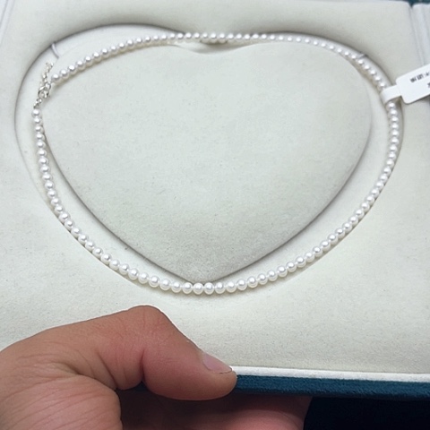 淡水珍珠珍珠项链银S925镶嵌15