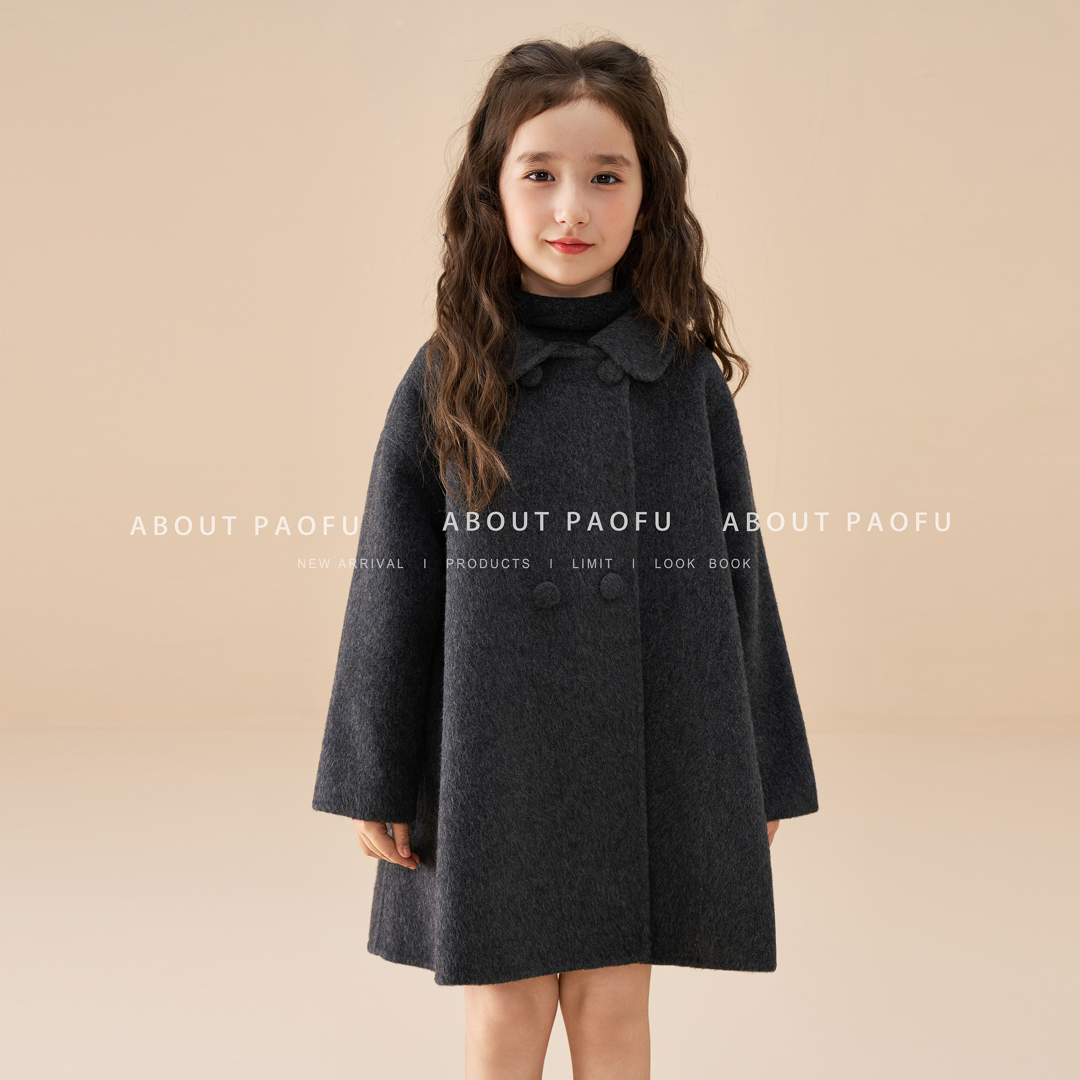 泡芙定制 2025冬季新款女童大衣背心裙儿童双面绵羊毛 DY241024