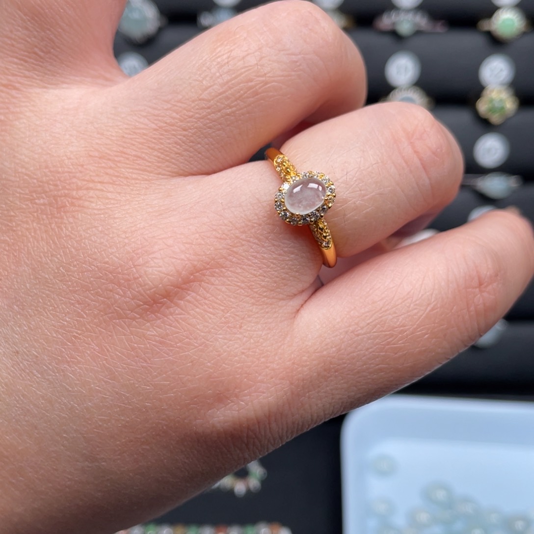 翡翠戒指银S925镶嵌戒指