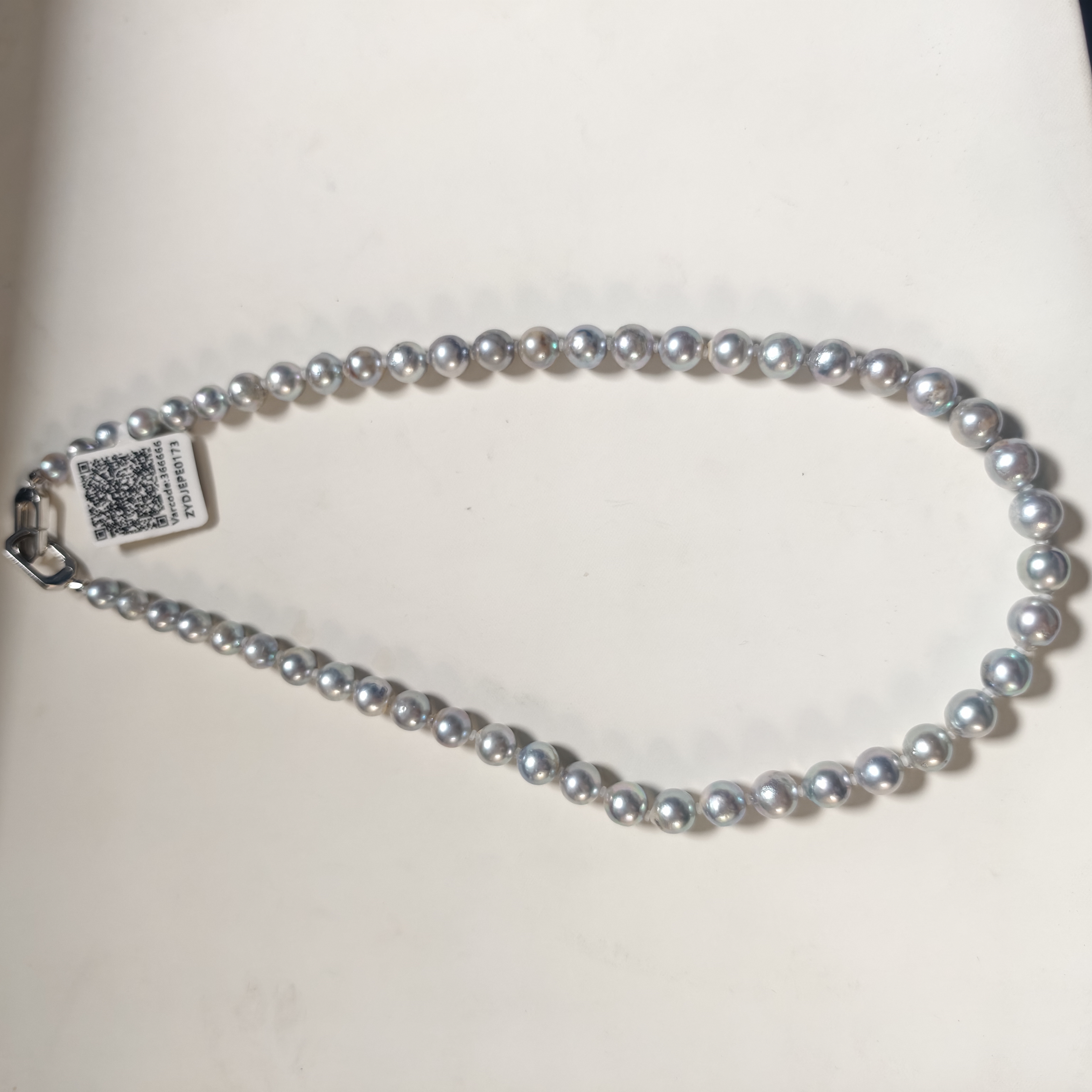 【三生专享】S925银海水8-9mm真多麻项链(GRC大证)