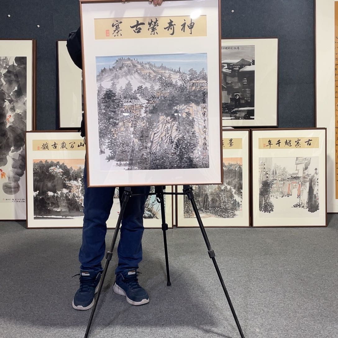 国画手绘画作品带框