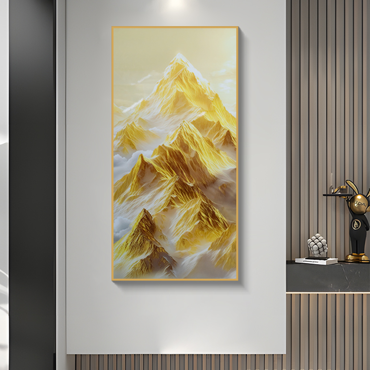 日照金山入户玄关装饰画客厅走廊过道竖版风景壁画jc262金山60120