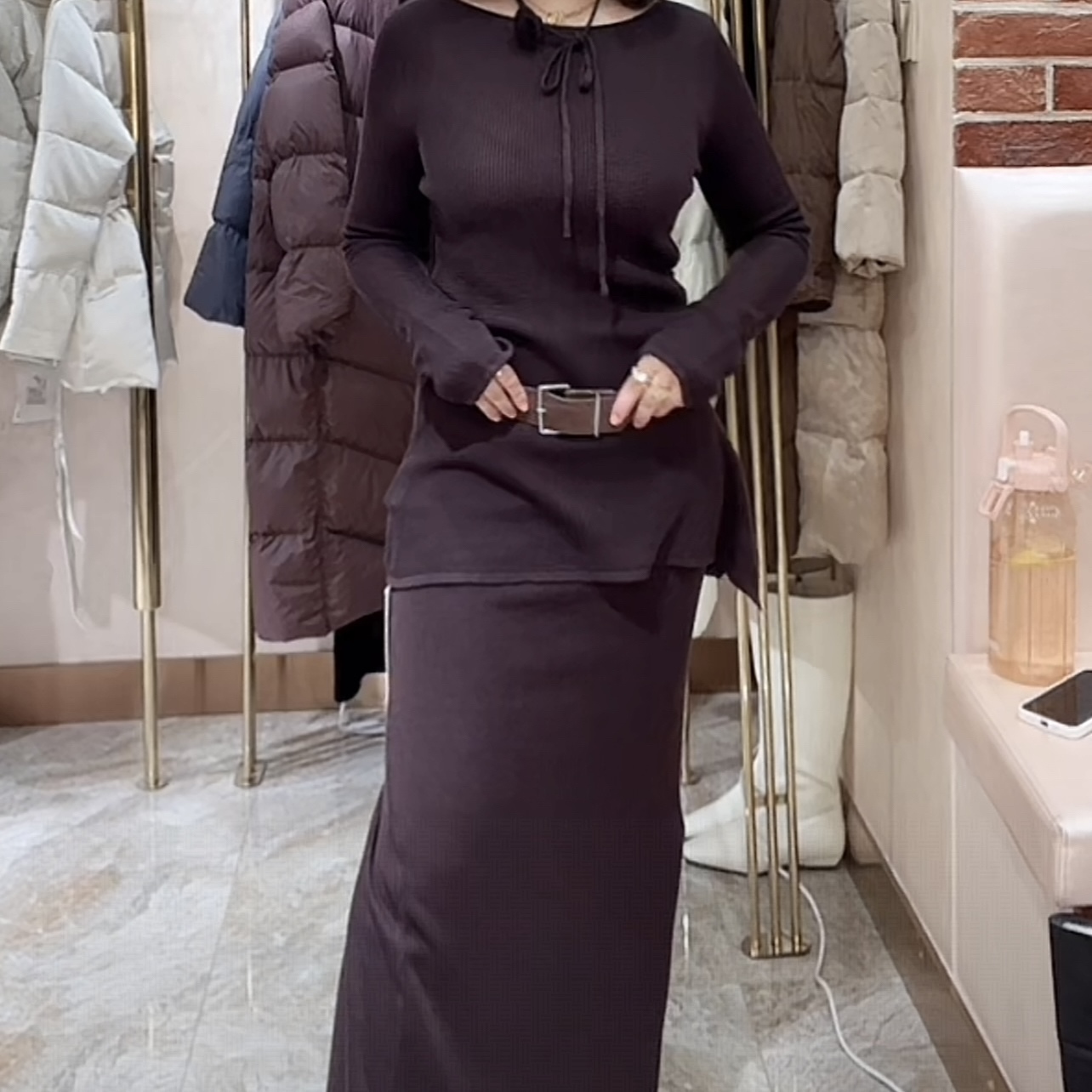 高端女士休闲长半裙套装2186