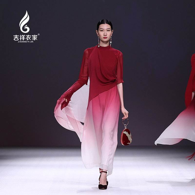 JIXIANGYIJIA/吉祥衣家红稍珠影（连衣裙）932233068