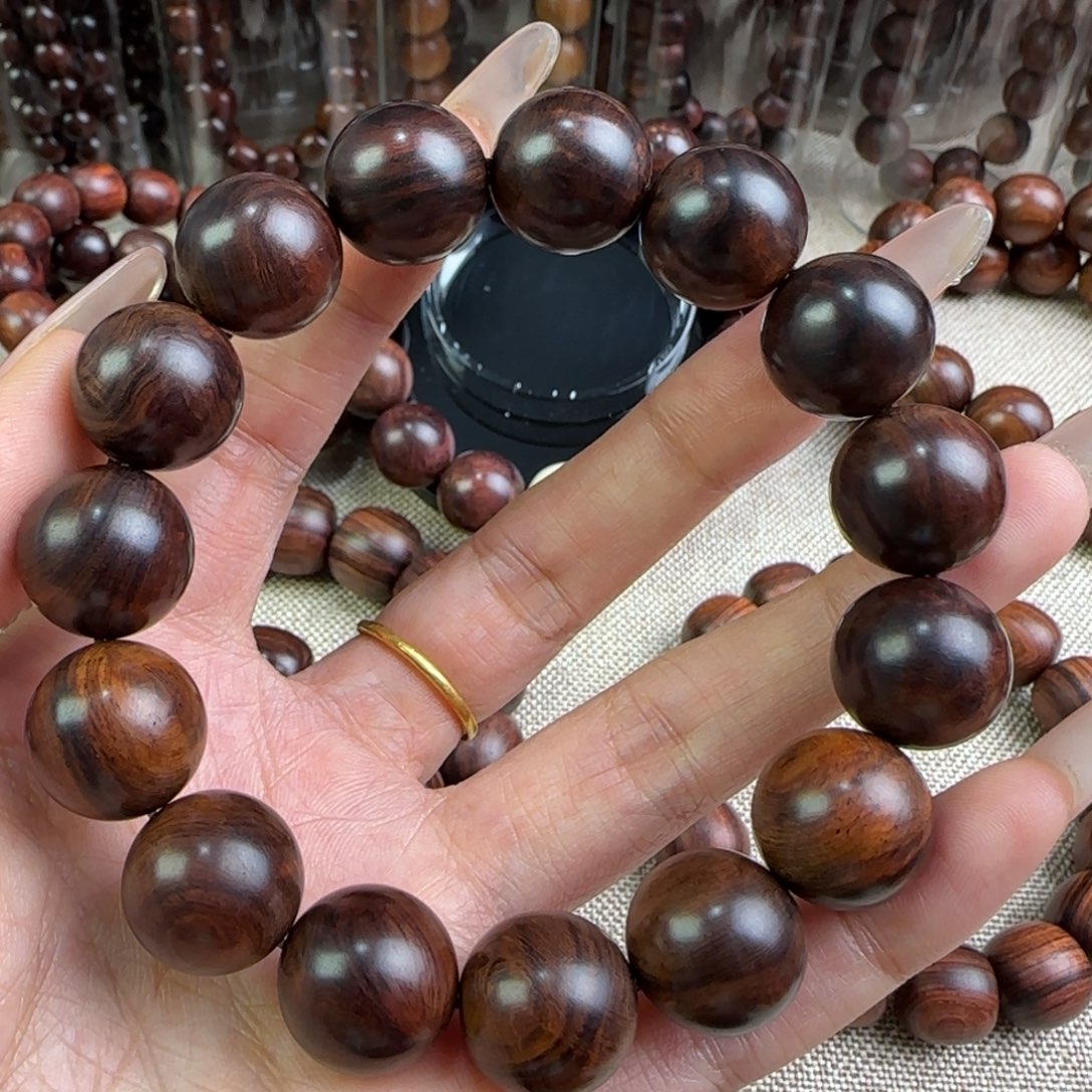 黄花梨/降香黄檀手串/手链质感黑线乱纹瘤疤