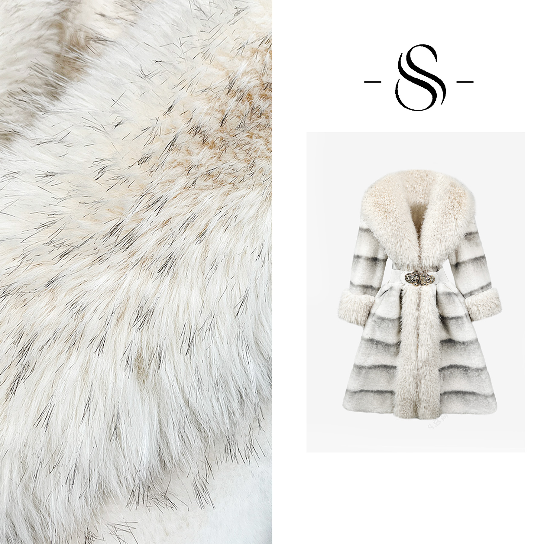 【莎总专属】欧式高级重工翻领条纹长款束腰显瘦气质百搭外套D0361