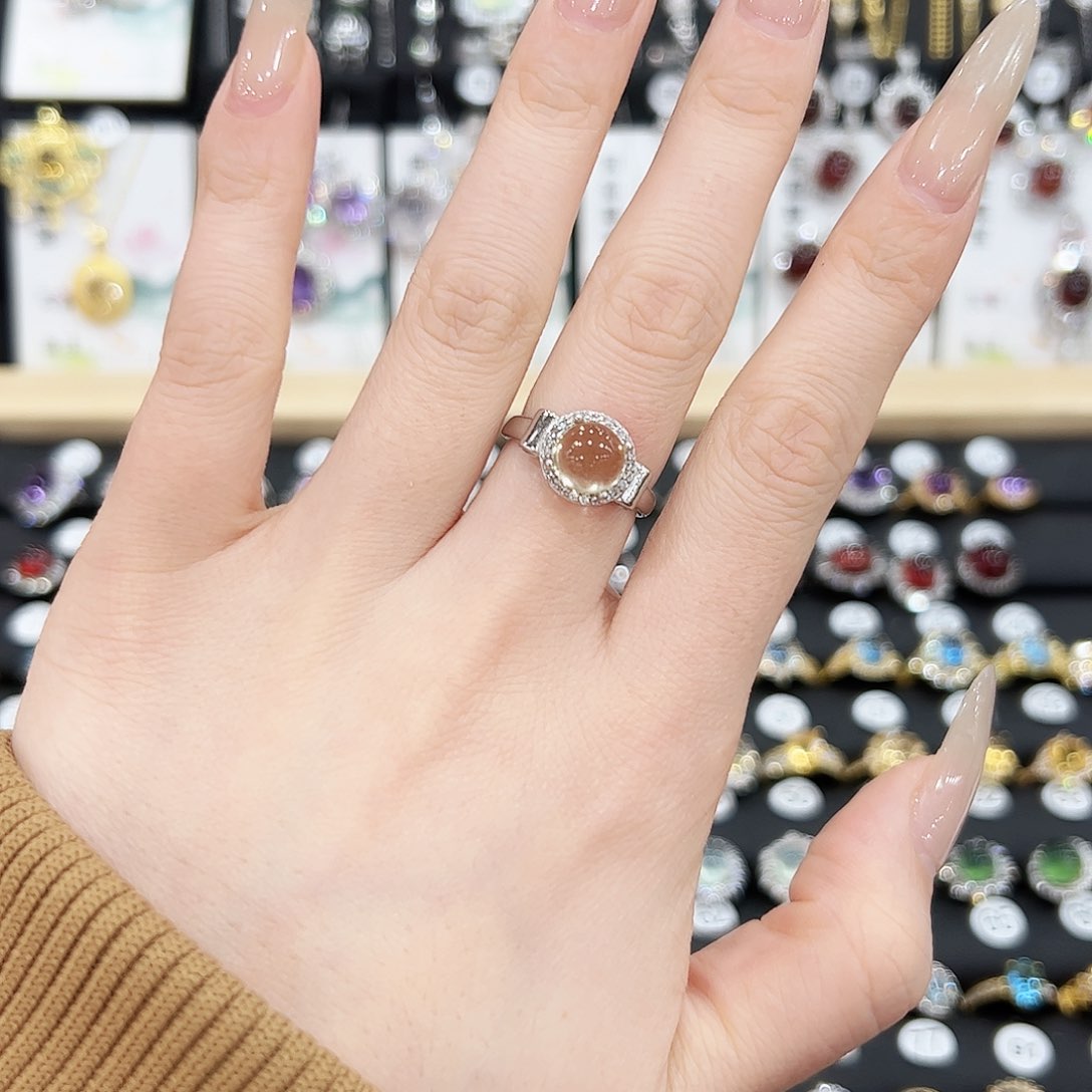 黄晶戒指银S925镶嵌戒指