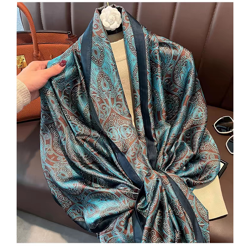 【梦境蓝】绿腰果花披肩百搭时尚印花保暖围巾52E